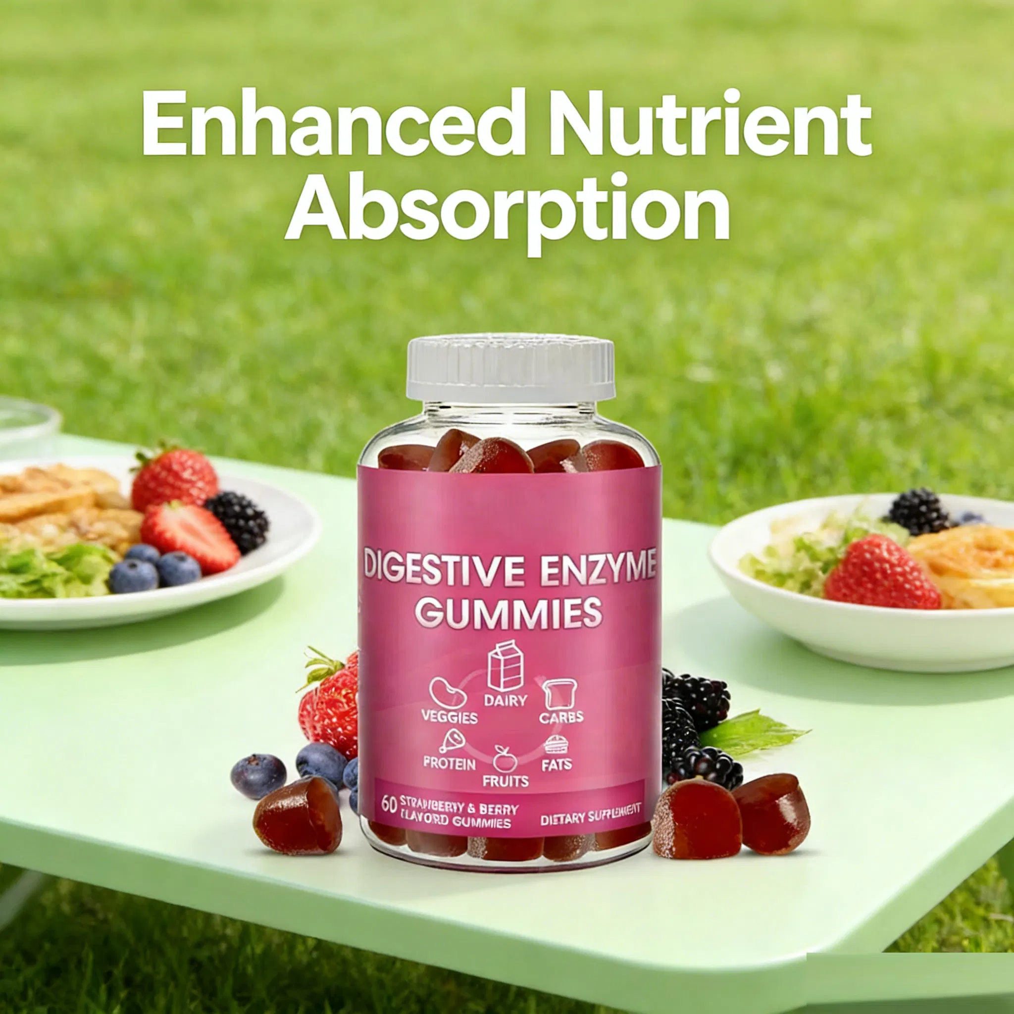 Supportive Enzyme Gummies for Health Food Supplement and Sleep Aid