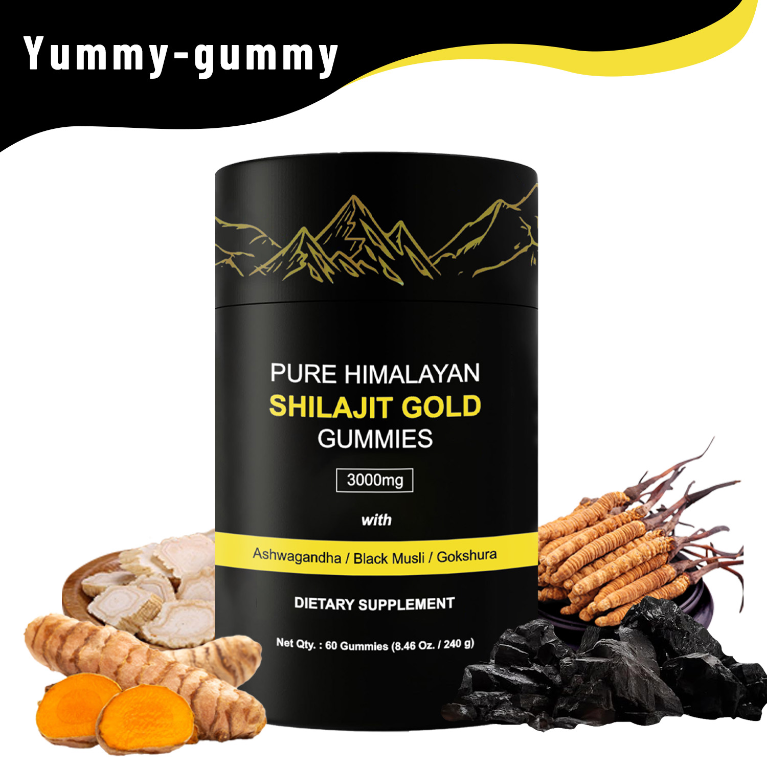 Wholesale Customize 60 Shilajit Energy Gummies Immune Support Energy Management Fiber Antioxidant Health Supplements