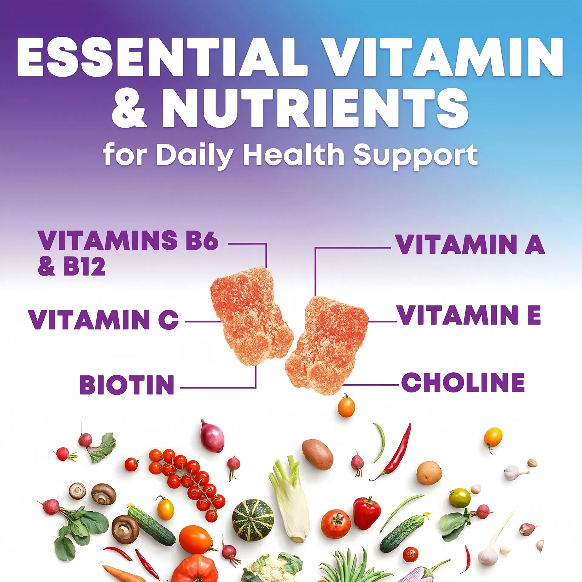OEM Private Label Vitamin Supplement Improve Immunity Support Multivitamins Gummies