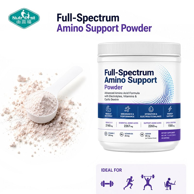 Full Spectrum Amino Acid Powder Bcaa Eaa Complex Electrolyte Powder with Vitamin C B6 Cyclic Dextrin for Muscle Recovery Strength Endurance Hydration Support
