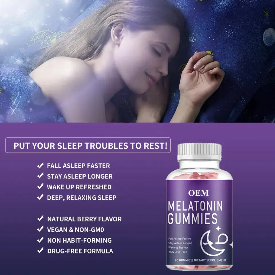 Wholesale Sleep Deep Aid Melatonina/Melatonin Gummies Candy Vitamin B6 5htp Sleep Gummies