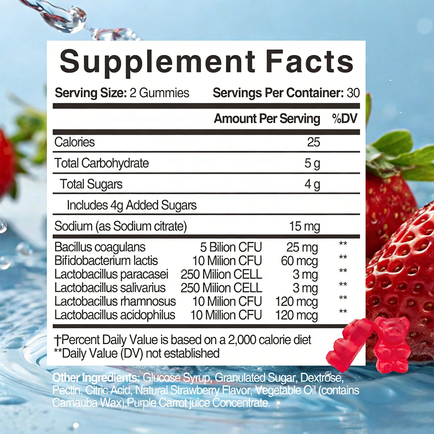 WELLBODY Private Label OEM Probiotic Gummies Health Dietary Fiber Vitamins Supplement for Kids &amp; Adults Natural
