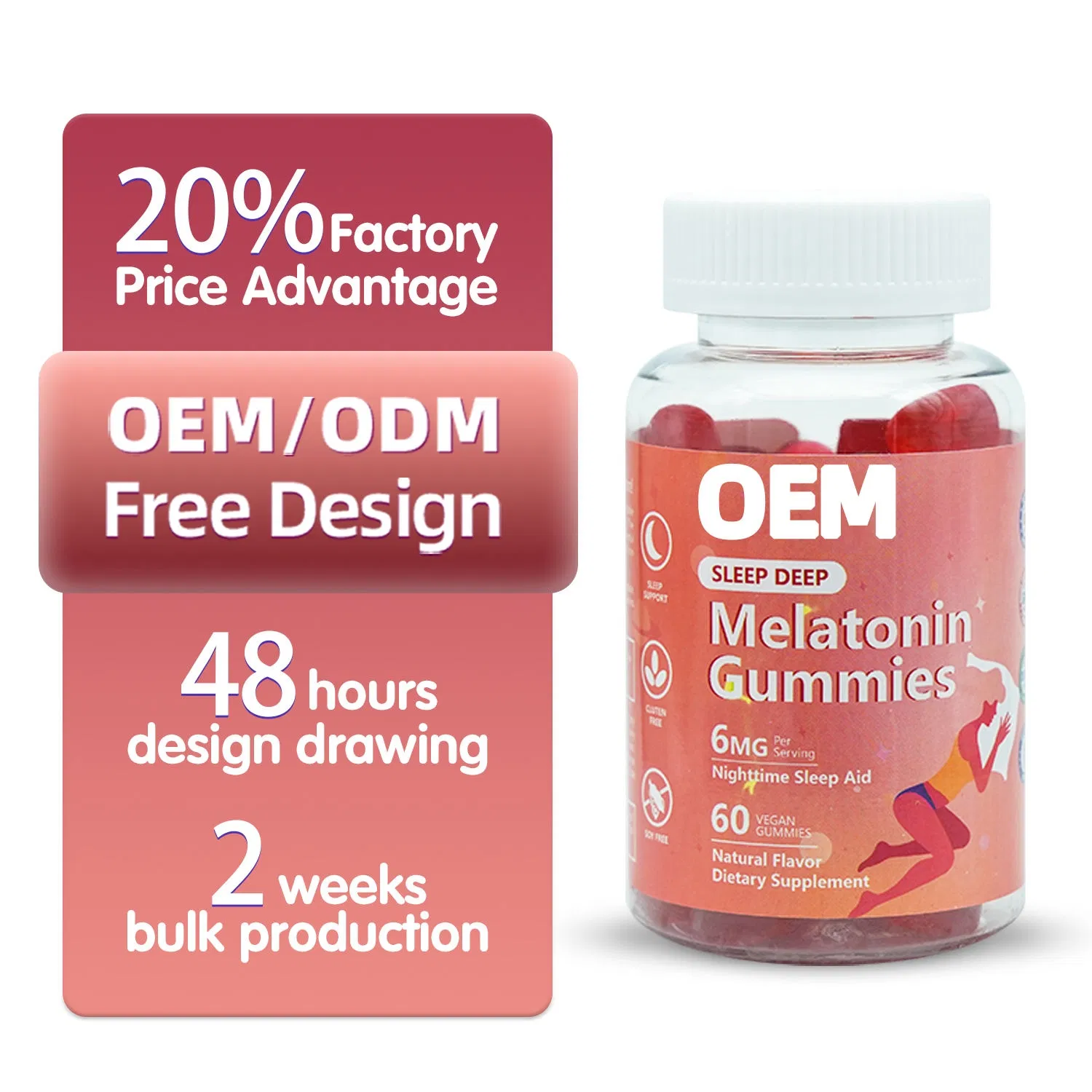 OEM Hot Selling - Natural Formula Fast-Acting Sleep Aid Deep Sleep Melatonin Gummies