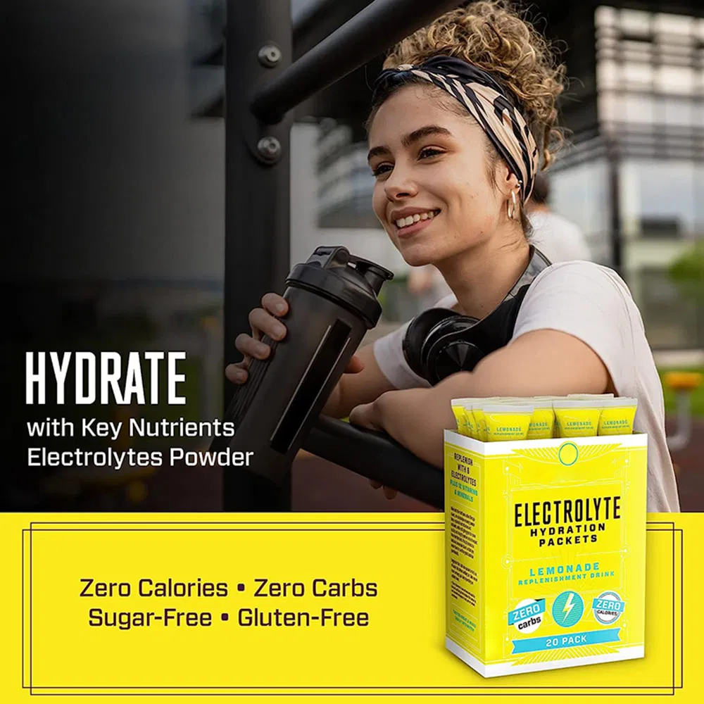 OEM/ODM Zero Sugar &amp; Zero Calorie Hydration Packets Lemonade Flavor Electrolyte Powder