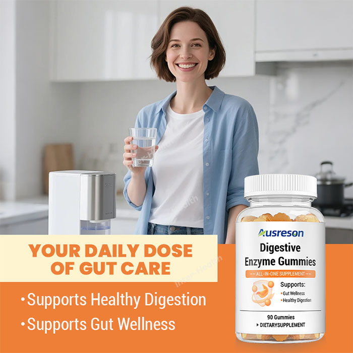 Ausreson OEM Food Supplement Gut Health Probiotics and Prebiotics Digestive Enzyme Gummies