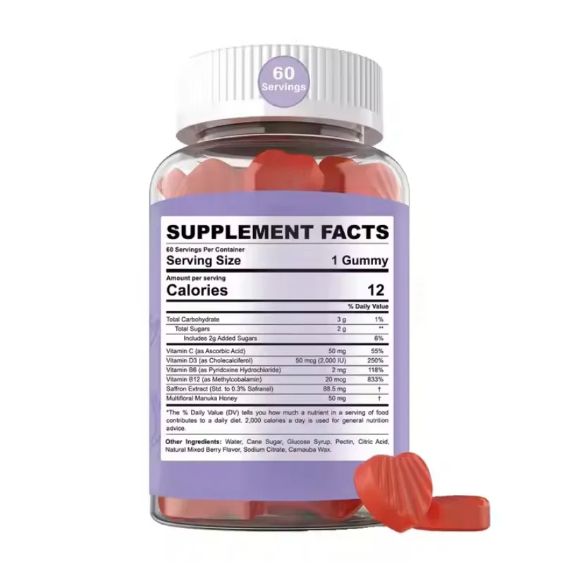 Energy Boost Mood Support Adult Health Saffron Extract Gummies Supplement