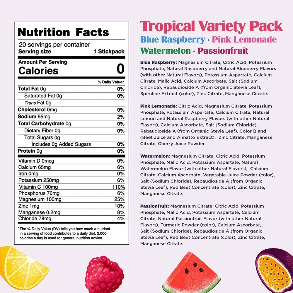 OEM Private Label 0 Sugar Keto Electrolyte Powder Bulk Multivitamin Electrolytes Hydration Powder Packets