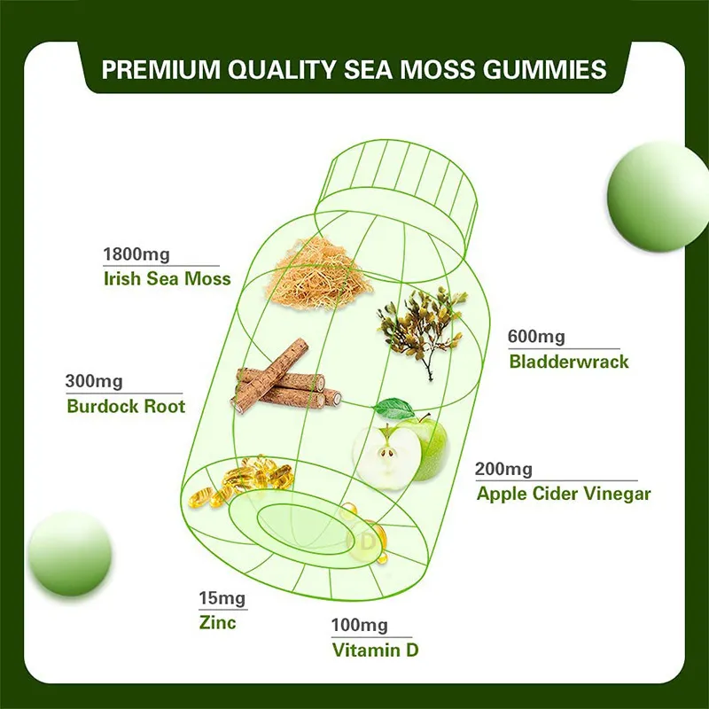 OEM Private Label Sea Moss Gummies Support Immunity and Thyroid Health