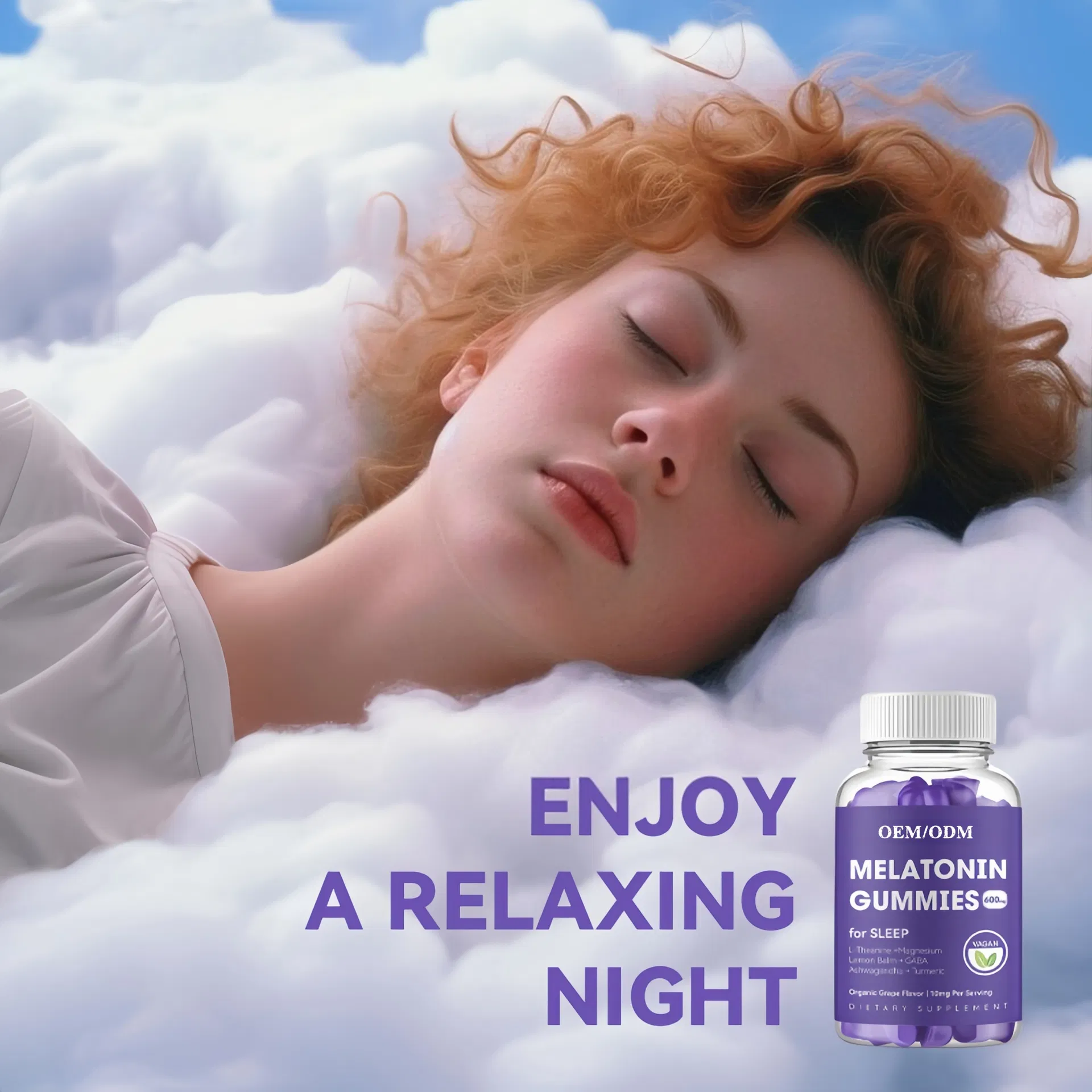 Effective Sleep Aid Health Supplements Blueberry Flavor Magnesium Melatonine Sleeping Gummies