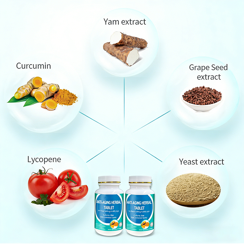 OEM Antioxidant Herbal Tablets Grape Seed Extract Herbs Natural Supplement Skin Care Accelerates Metabolism Nourishes Skin