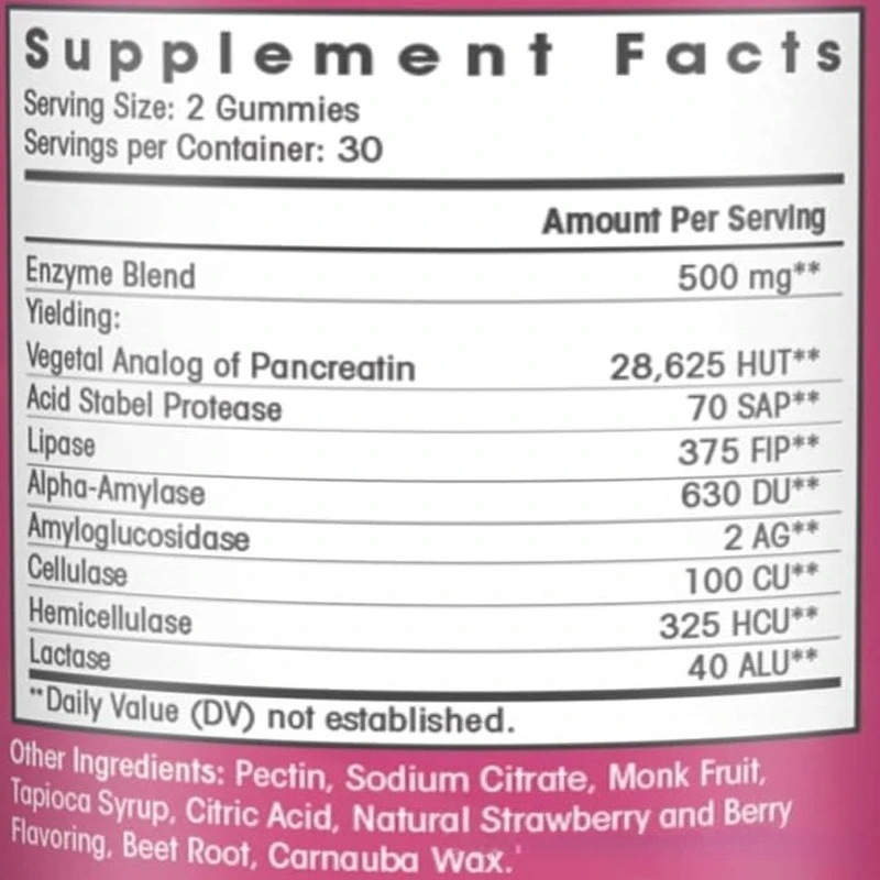 Digestive Enzyme Gummies Dietary Supplement for Optimal Gut Health