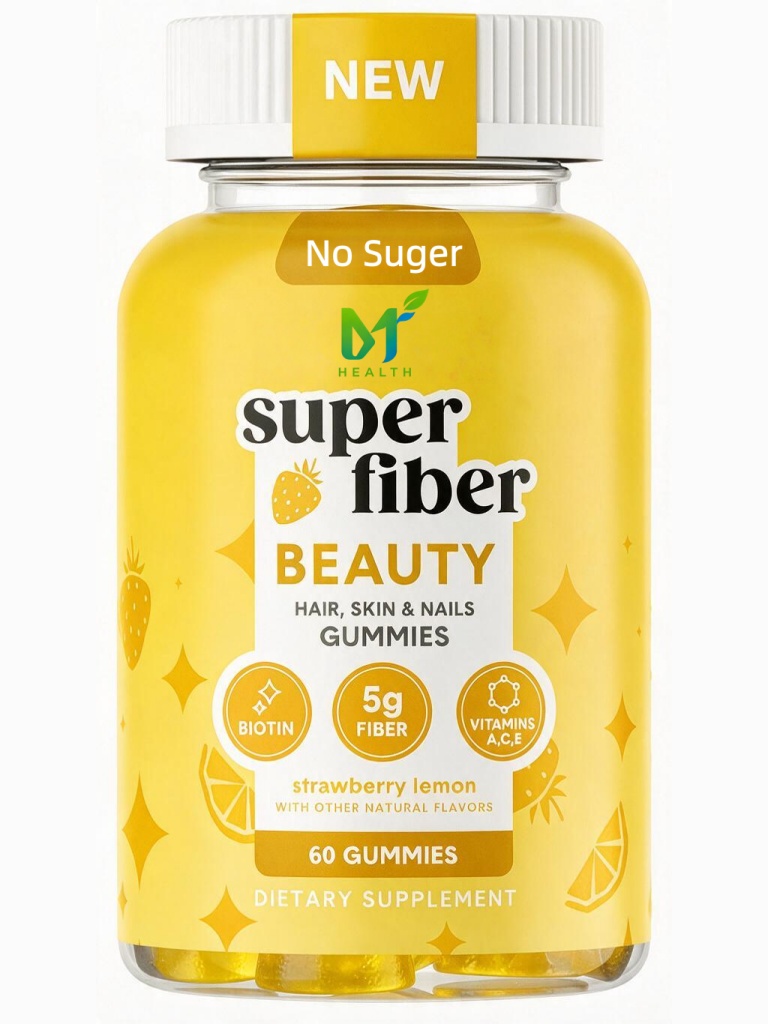 OEM Super Fiber Gummies No Sugar Strawberry &amp; Lemon Flavor Adult Biotin Supplement