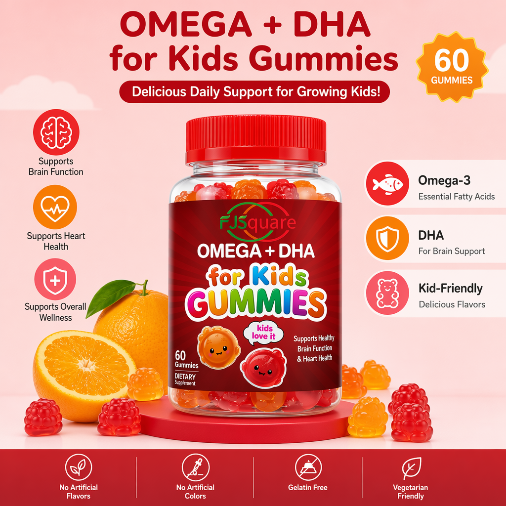 OEM/ODM Private Label Pure Organic Kids DHA Omega-3 Fish Oil Gummies 60 Count Certified Organic Immunity Memory Support