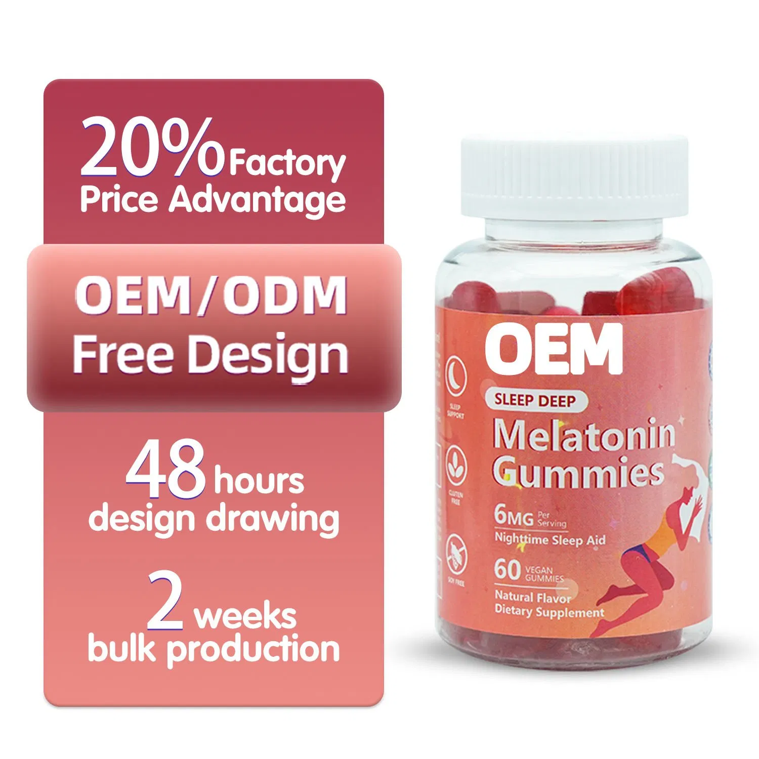 OEM Hot Selling - Natural Formula Fast-Acting Sleep Aid Deep Sleep Melatonin Gummies