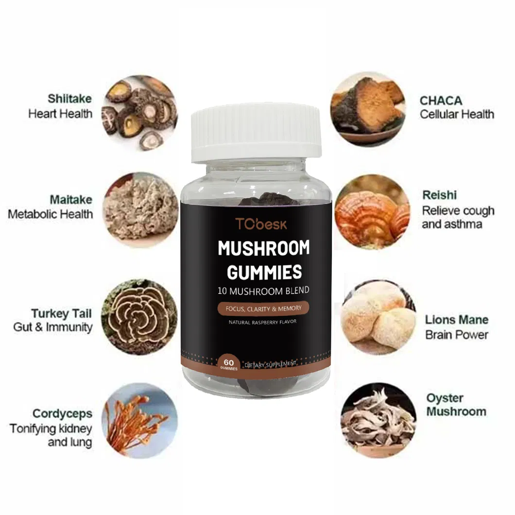 Mushroom Gummies Support Calm Sleep Enhance Immunity Dietary Supplements for Adults