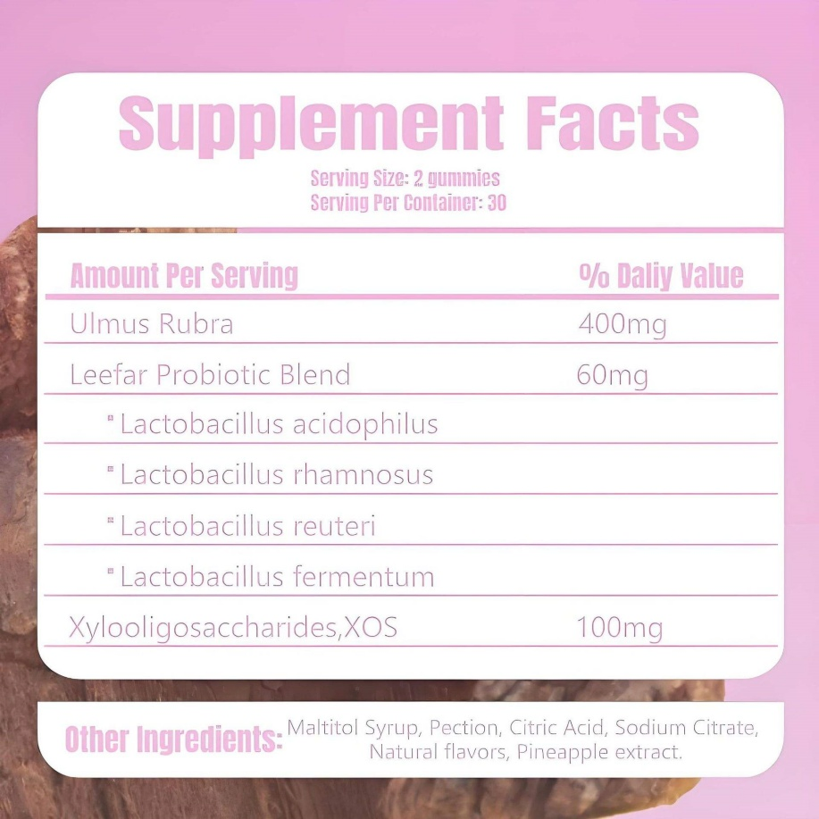 Hot Selling Women's Vitaminb Complex Probiotic with Slippery Elm Powder Gummies for Immunity Support 60-Count