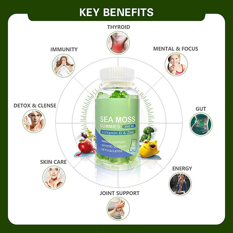 OEM Private Label Sea Moss Gummies Support Immunity and Thyroid Health