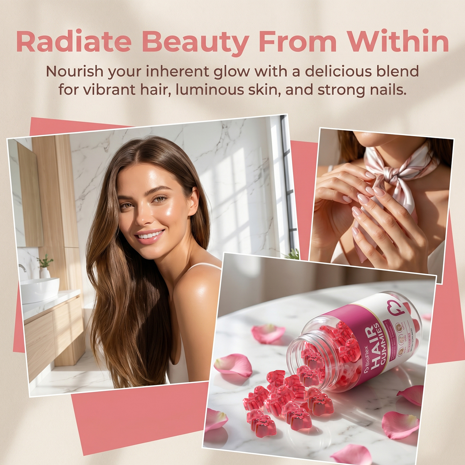 Bioflex Private Label Dietary Supplement 10000mcg Biotin Gummy Hair Multivitamin Gummies Biotin Gummies for Hair Skin and Nails