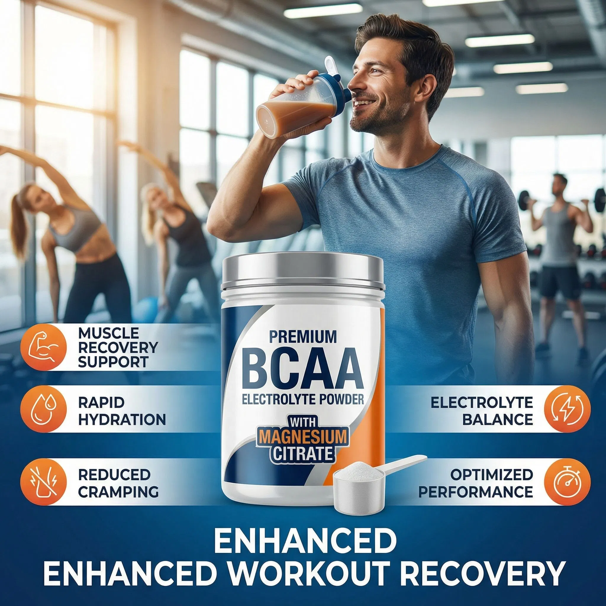 Premium Bcaa Electrolyte Powder with Magnesium Citrate for Enhanced Workout Recovery