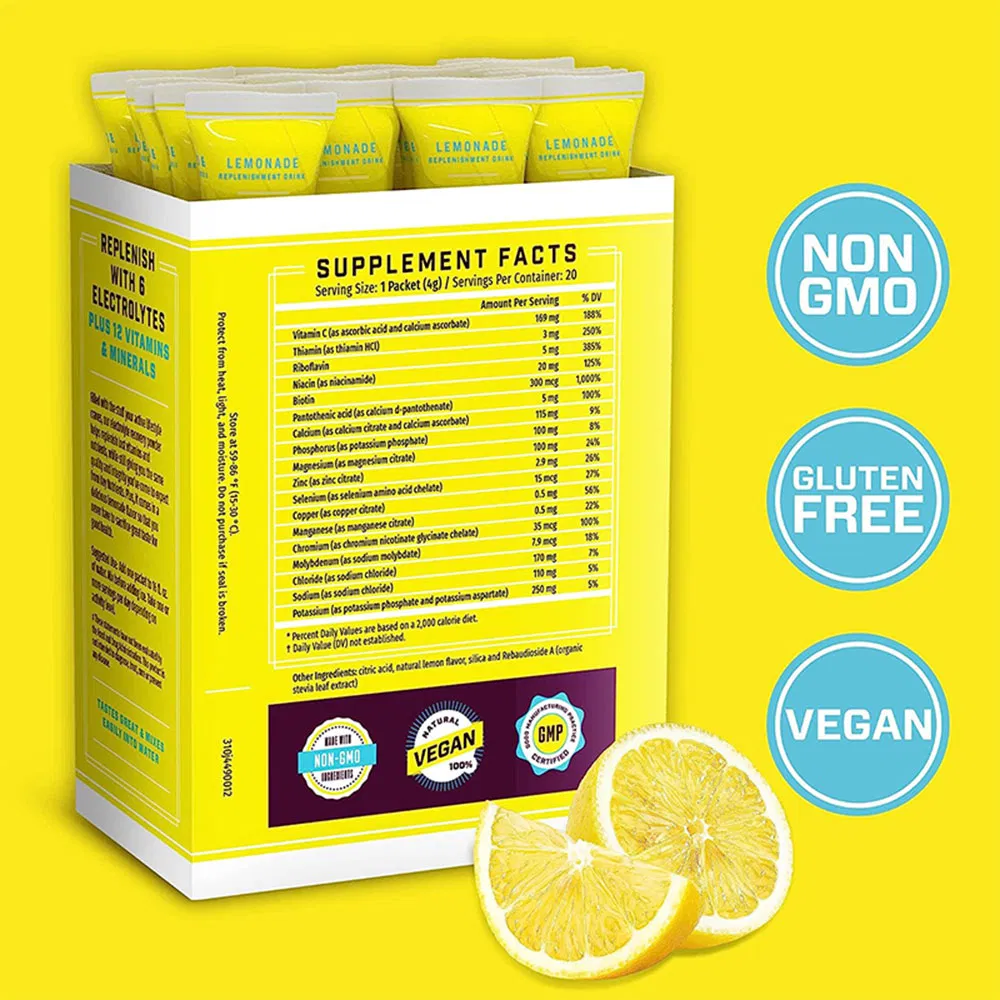 OEM/ODM Zero Sugar & Zero Calorie Hydration Packets Lemonade Flavor Electrolyte Powder