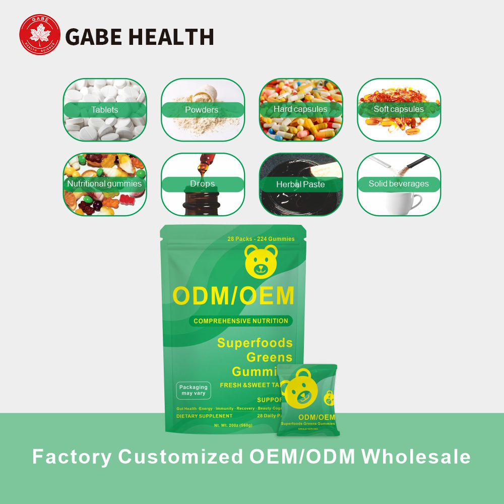 OEM Customized Superfoods Greens Gummies, Spinach Gummies To Boost Immunity, Skin &amp; Gut Health Supplement Private Label