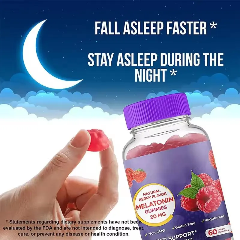 Private Label High Quality Factory Supplement Bedtime Deep Sleeping Gummies Nighttime Sleep Aid Gummy Melatonin Gummies