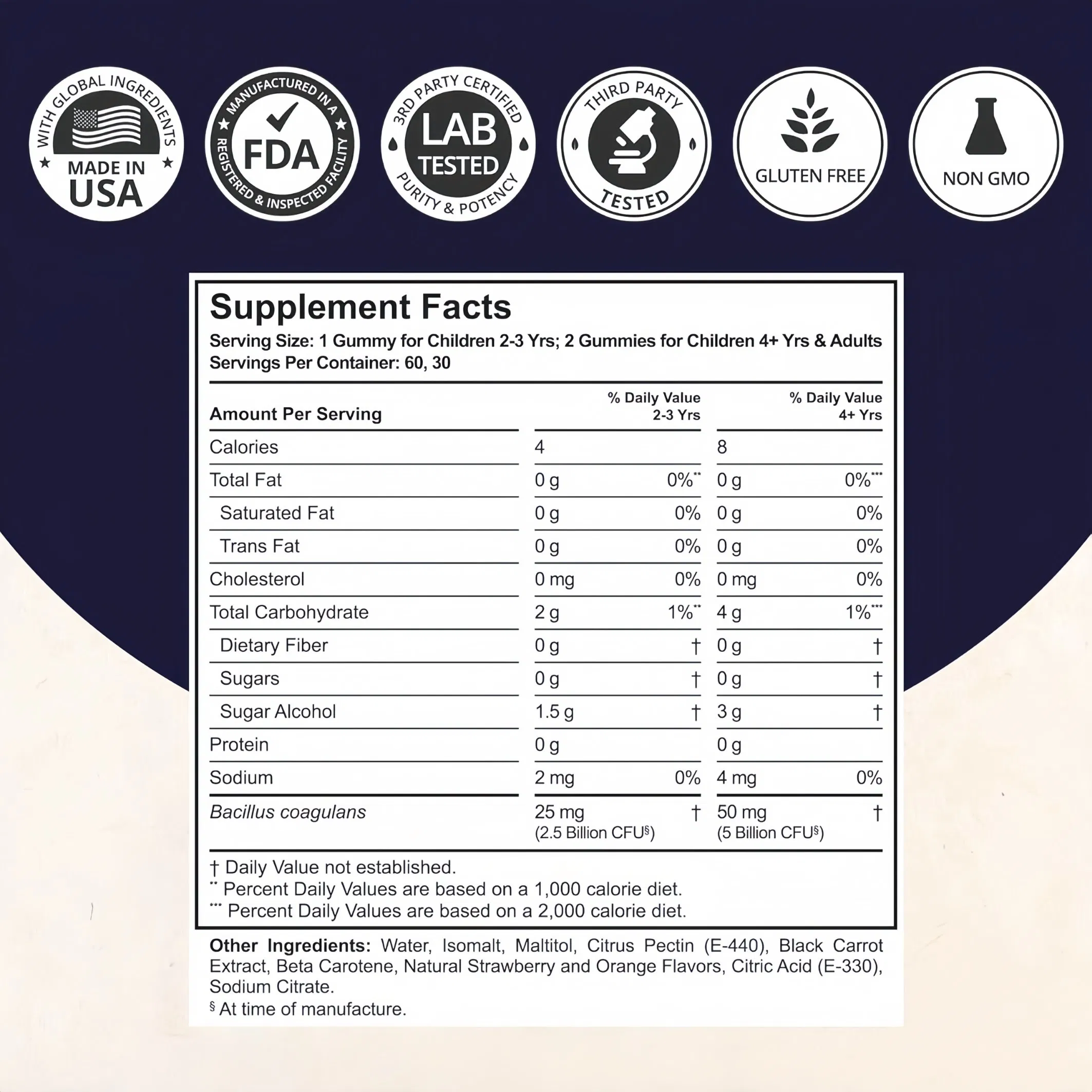 OEM Supply Private Label Vitamin Gummy Supplement Kid Prebiotics Vegan Fiber Probiotics Gummies