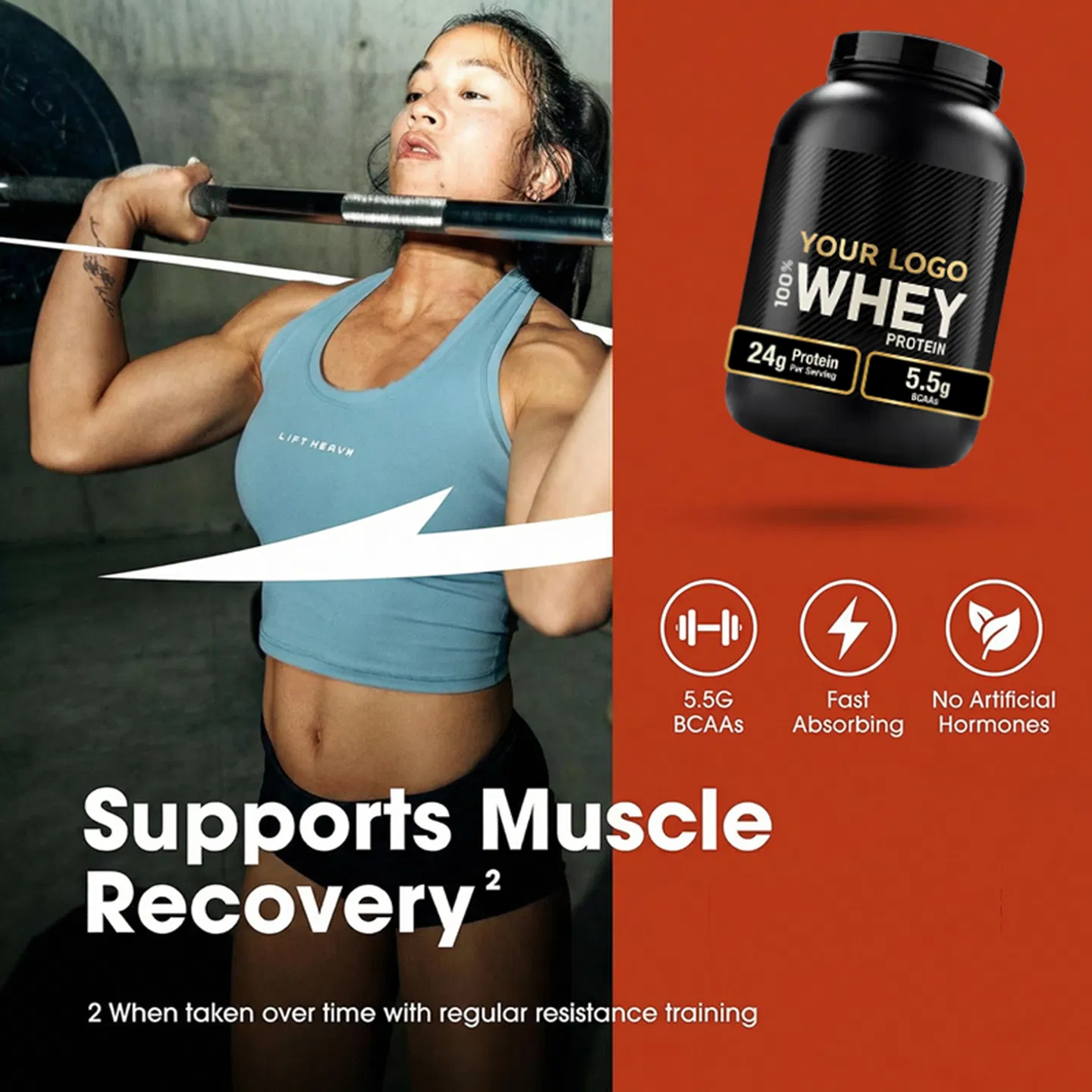 OEM Whey Protein Isolate Powder with Bcaa for Muscle Recovery Sports Nutrition