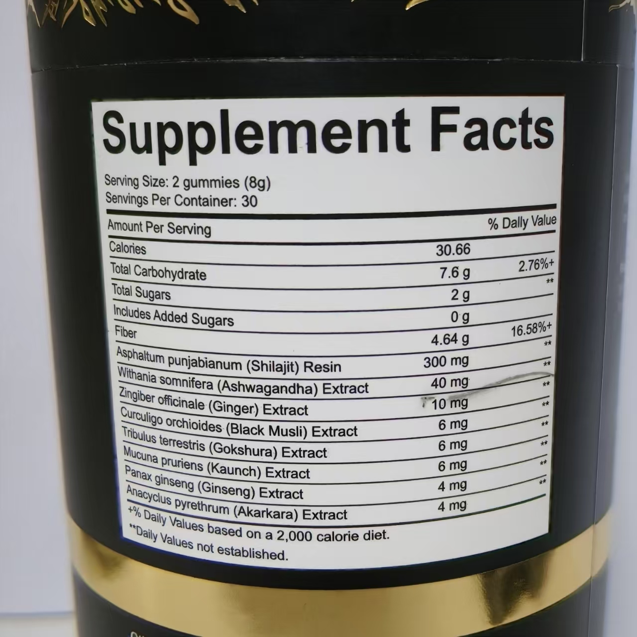 Gold Shilajit Gummy Candy Dietary Fiber Pure Himalayan Organic Shilajit Fudge Healthcare Supplement Shilajit Gummies