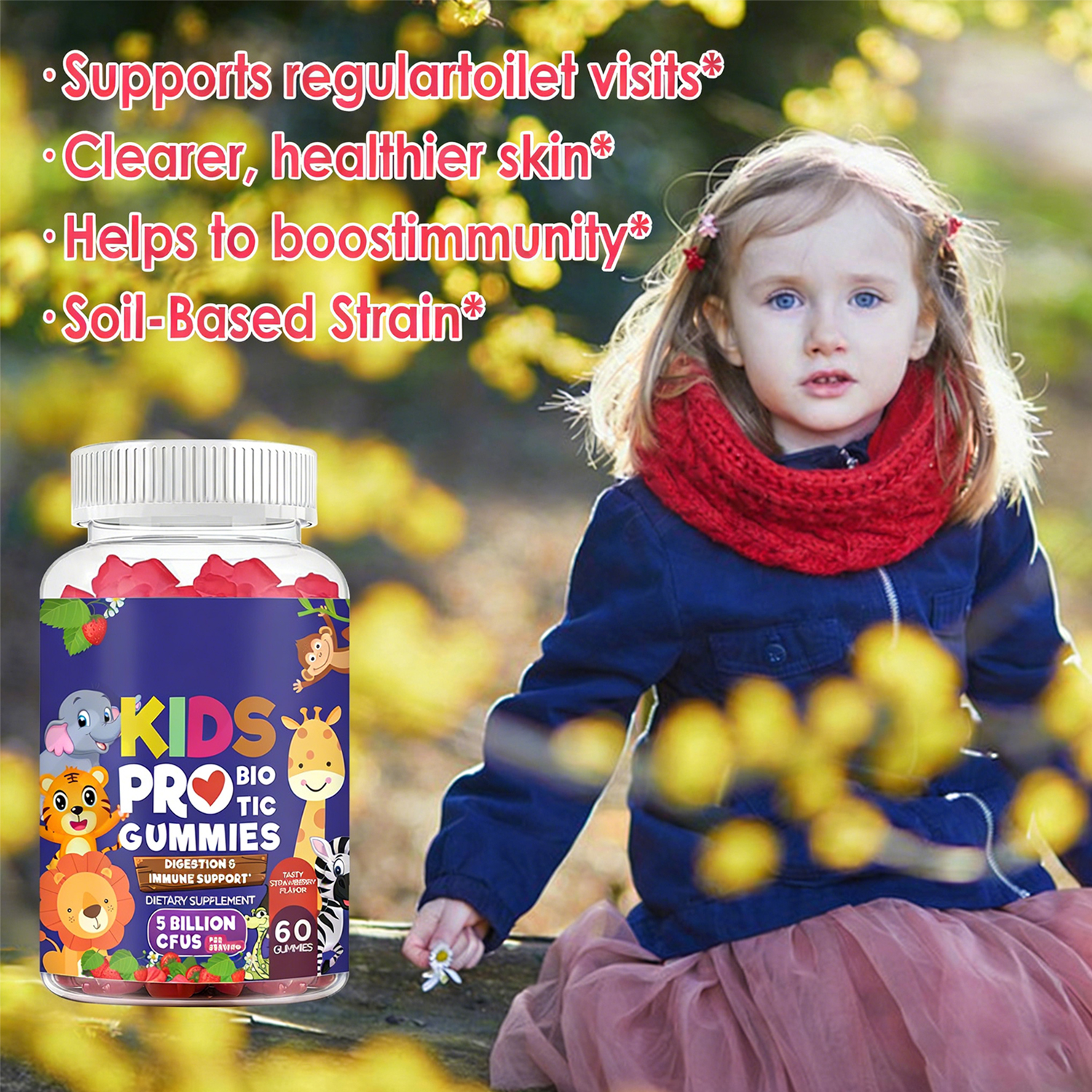 WELLBODY Private Label OEM Probiotic Gummies Health Dietary Fiber Vitamins Supplement for Kids &amp; Adults Natural