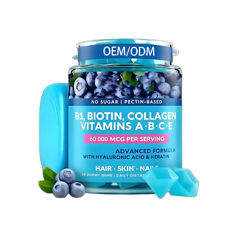 OEM ODM High Quality Beauty Products Biotin Gummies with Collagen Multivitamin for Skin Glow Hair Strength Nail Health