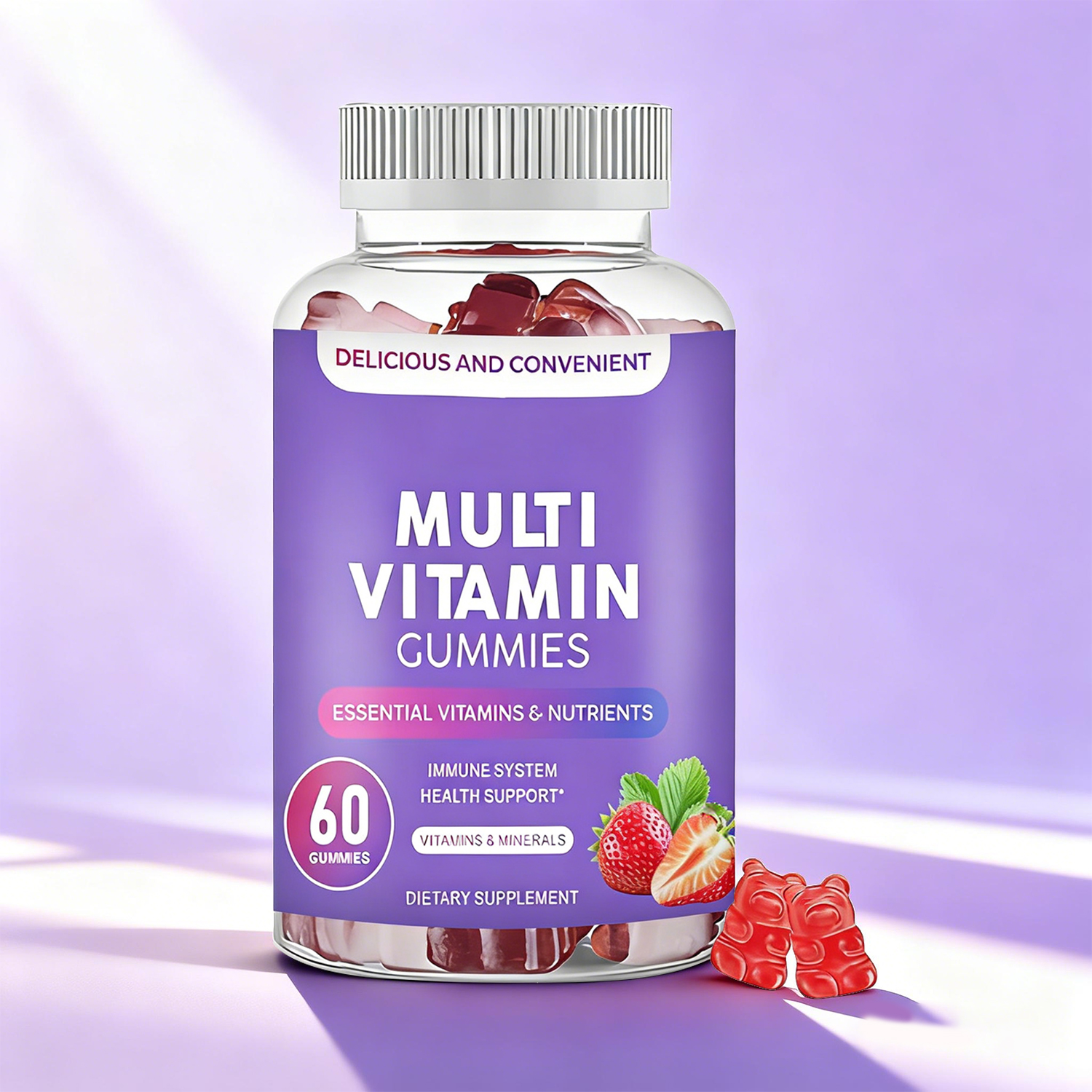 OLLI Women's Multivitamin Gummies Vitamins A, D, C, E, Adult Chewable Vitamins Support Adult Multivitamin Gummies