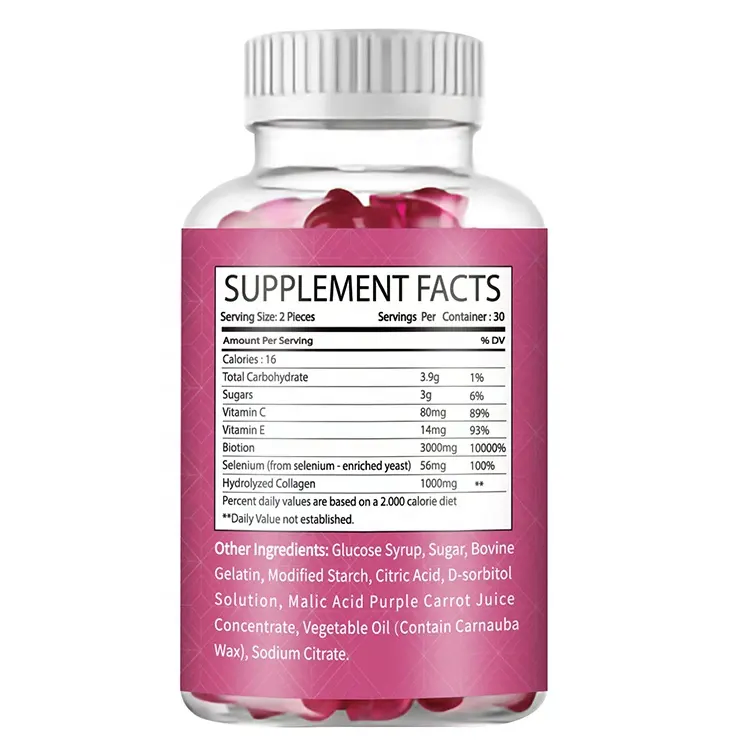 Biochealth GMP Vegan Collagen Gummies for Hair, Nails, &amp; Skin Type I and Ll with Zinc Vitamin E &Cbiotin for Hair Growth