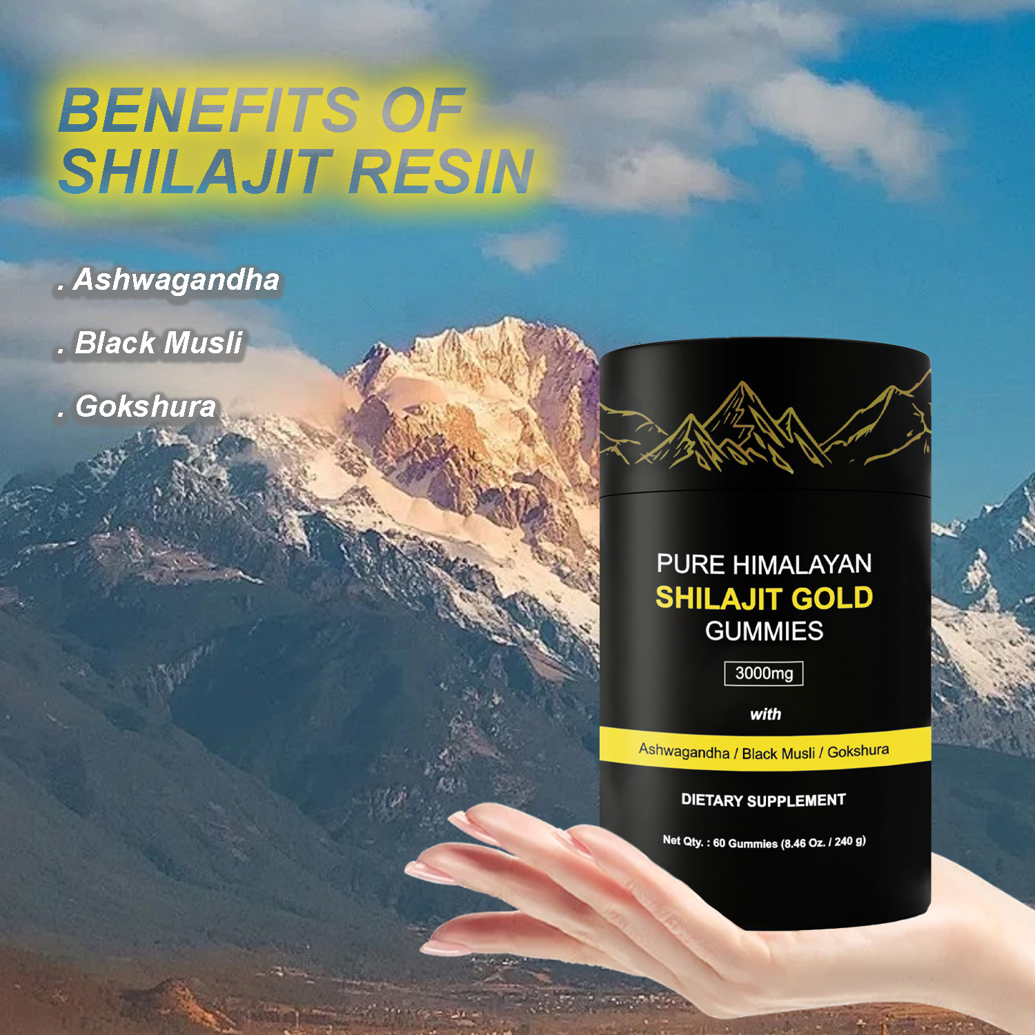 Wholesale Customize 60 Shilajit Energy Gummies Immune Support Energy Management Fiber Antioxidant Health Supplements
