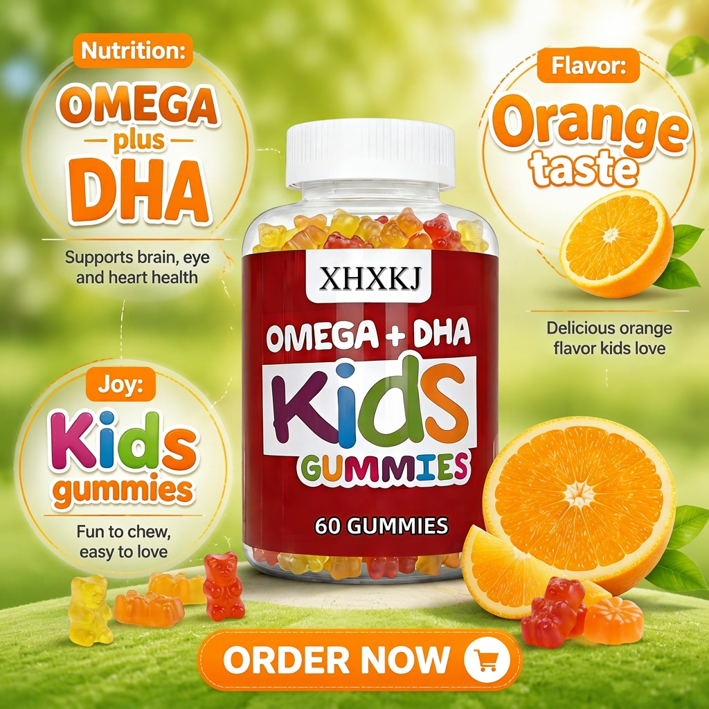 GMP Factory OEM Private Label Organic Multivitamin Gummies DHA Omega 3 Chewing Candy for Kids Growth &amp; Immune Health Vitamins
