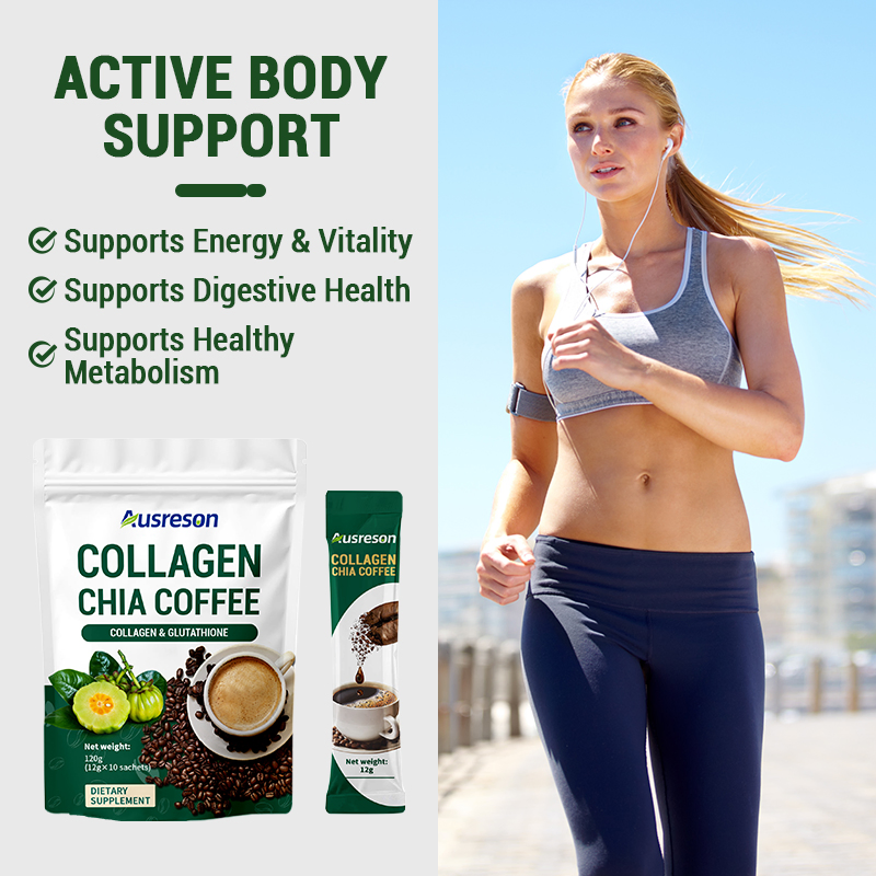 Ausreson OEM Slimming Skin Beauty Weight Management Support Collagen Chia Coffee Powder