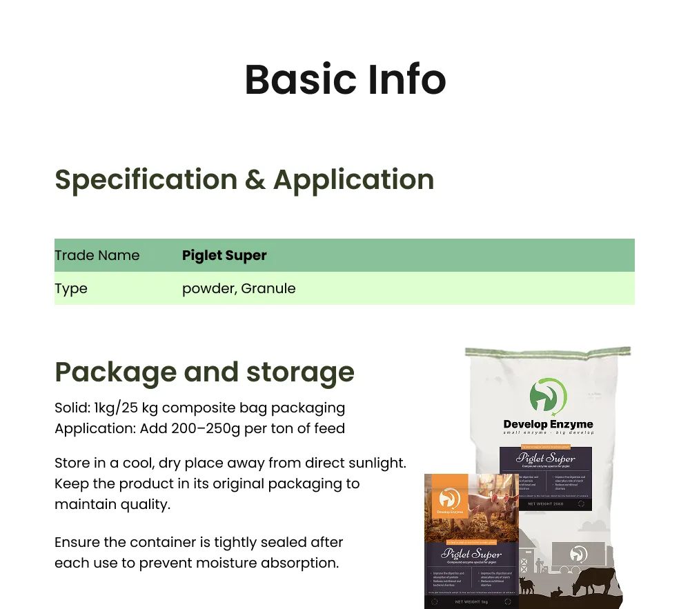 Price Piglet Compound Enzyme Promote Gut Health and Weight Gain