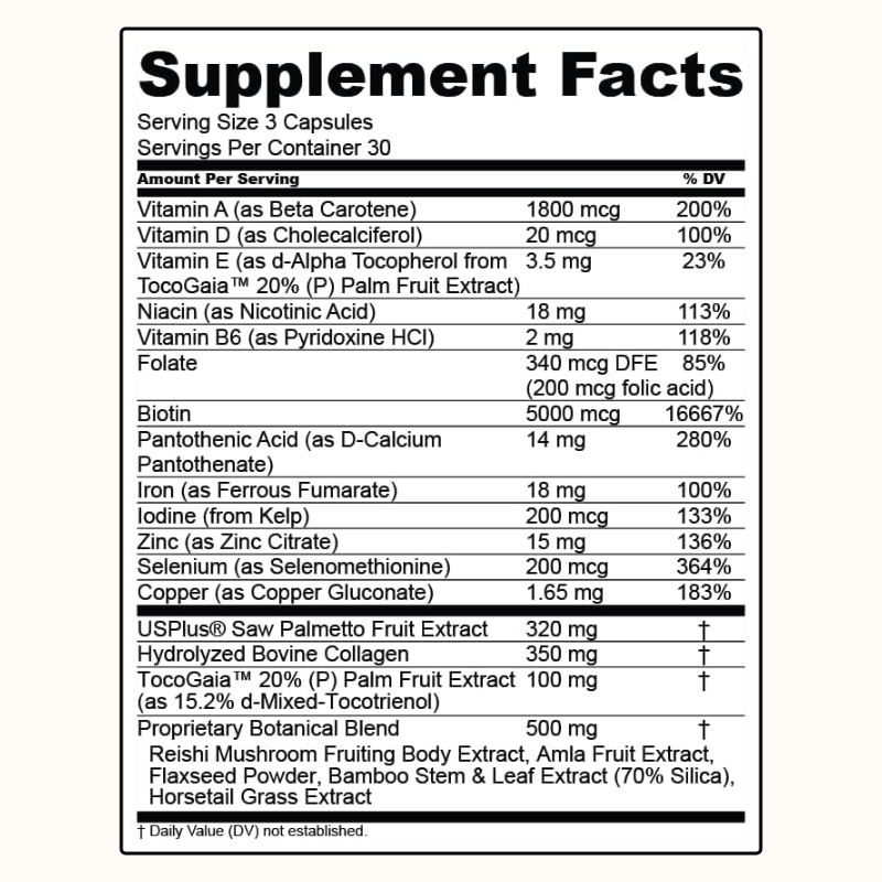 LIFEWORTH Hair Health Protect The Hair Follicles Vitamins For Women And Men Biotin 5000mcg Collagen &amp; Saw Palmetto