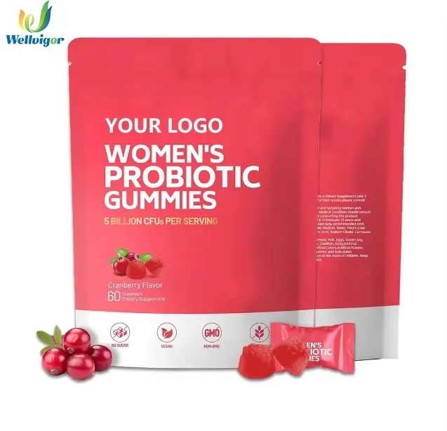 5 Billion Cfus Cranberry Probiotic Gummies for Digestive Wellness