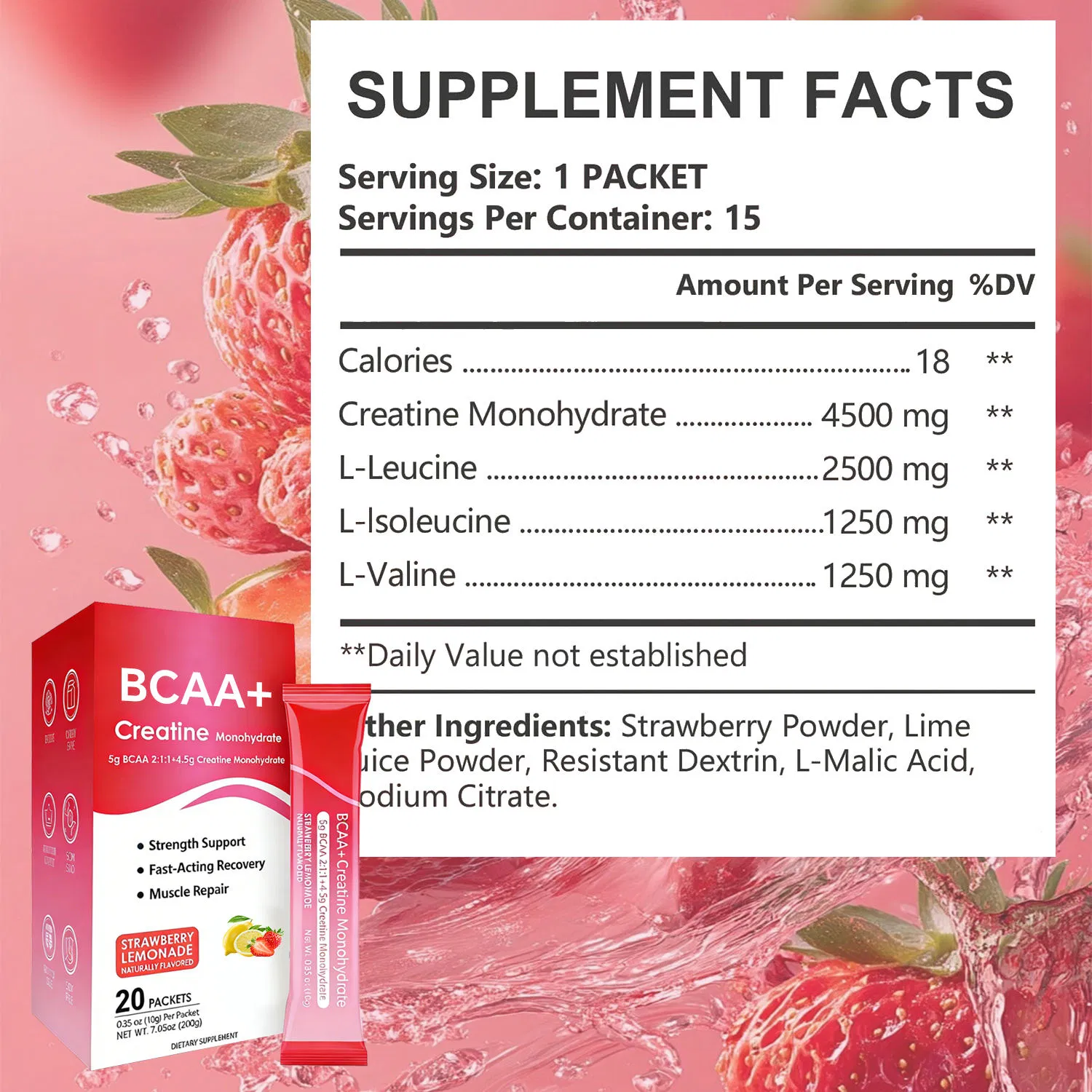 Olli Pre Workout Supplement Creatine Monohydrate Powder Sachets Bcaa Powder