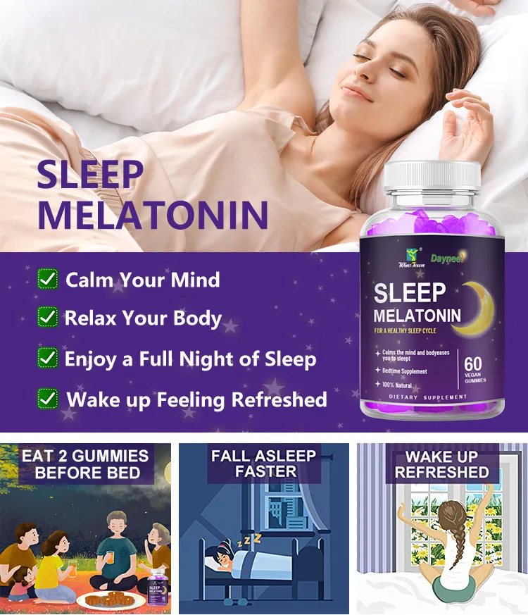 Private Label Melatonin Gummies Vegan Sleep Aid Gummy with Vitamin B6