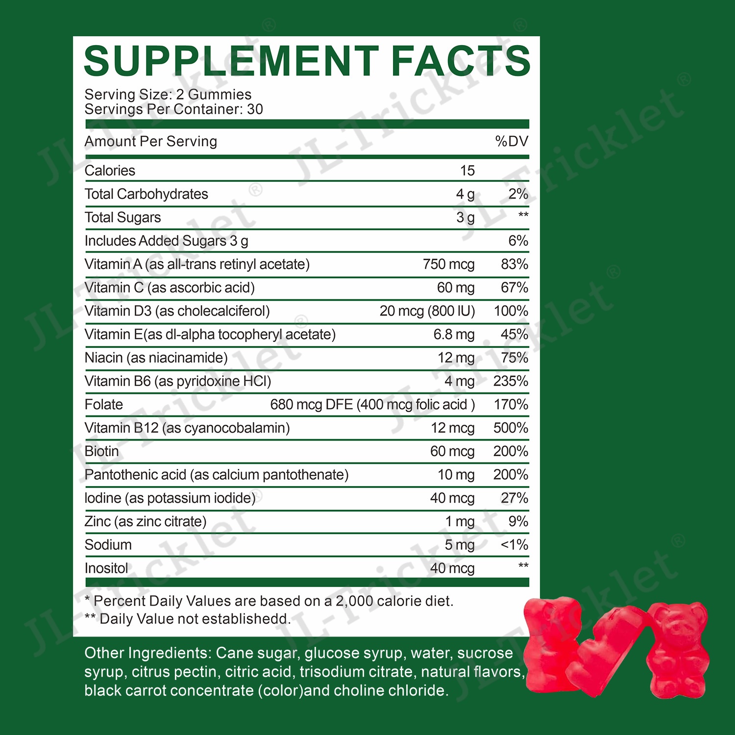 Julong OEM/ODM Superfood Fruit Vegetable Gummy Overall Wellness Vitamin Gummies for Adult and Kids Multivitamin Gummies