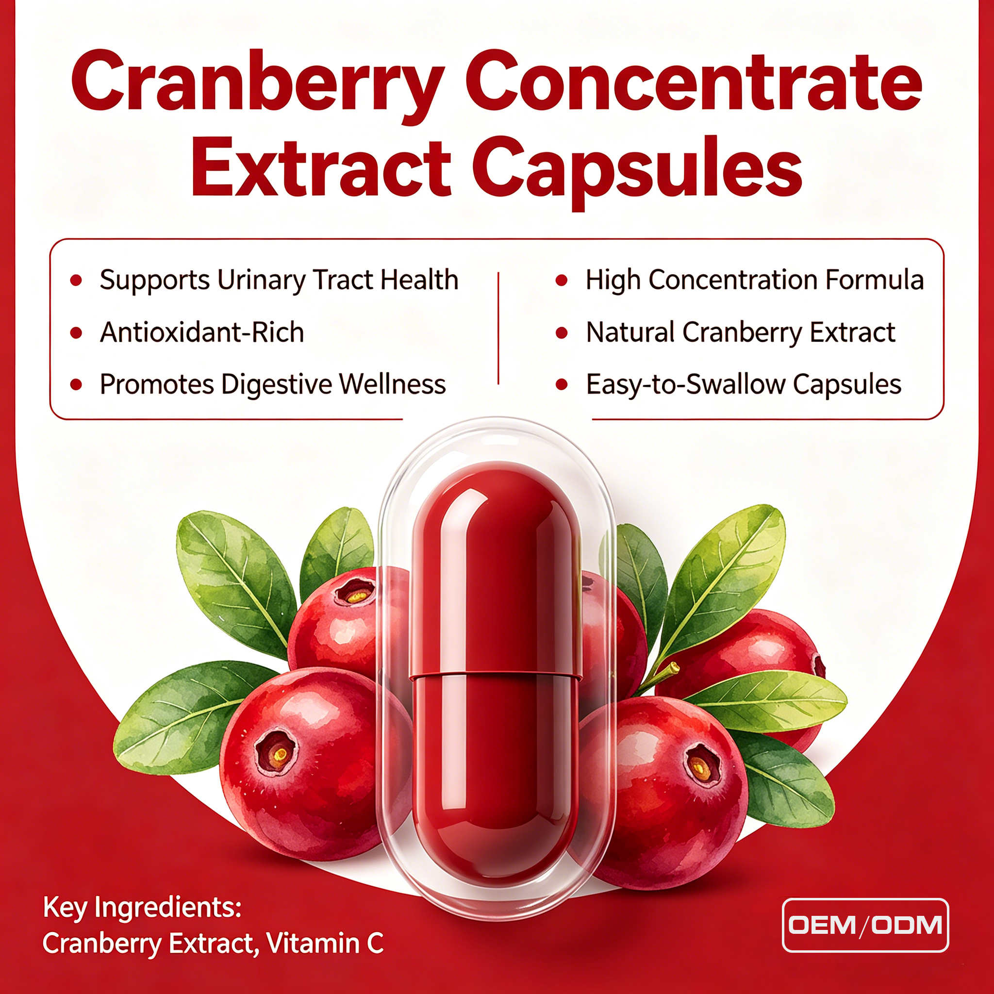 Cranberry Concentrate Extract Capsules Urinary Tract Health Support Antioxidant Herbal Dietary Supplement