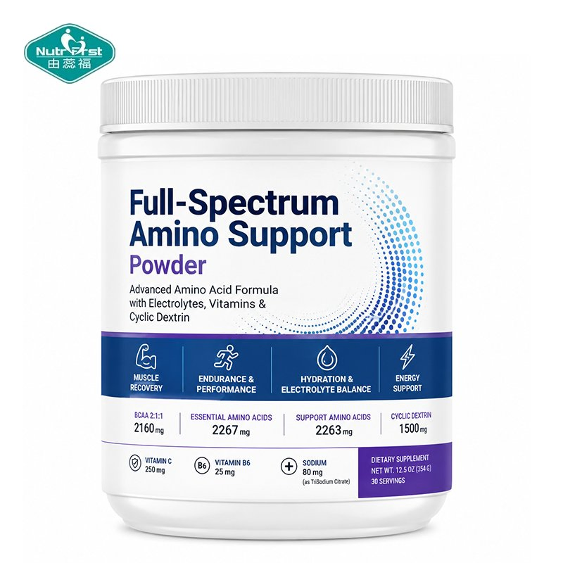 Full Spectrum Amino Acid Powder Bcaa Eaa Complex Electrolyte Powder with Vitamin C B6 Cyclic Dextrin for Muscle Recovery Strength Endurance Hydration Support