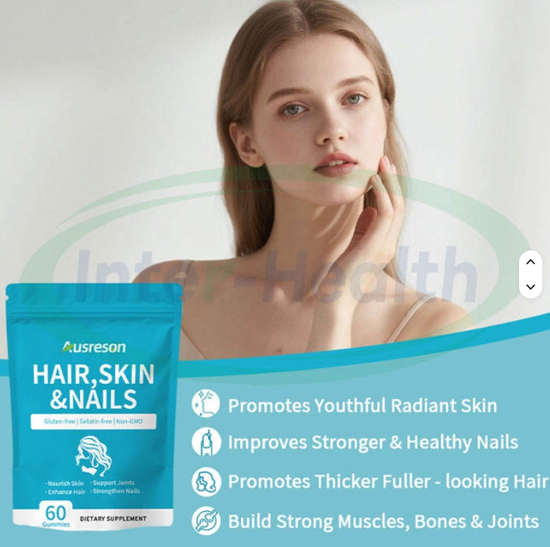 Ausreson OEM Biotin Beauty Supplements Collagen Vitamin Hair Skin and Nails Gummies