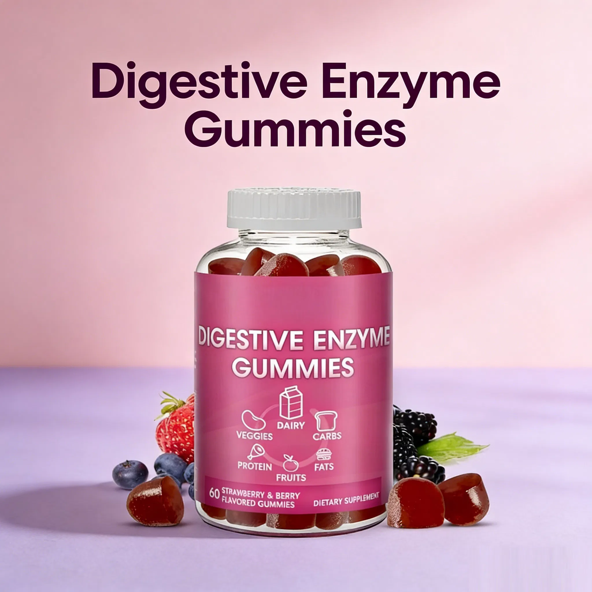 Supportive Enzyme Gummies for Health Food Supplement and Sleep Aid
