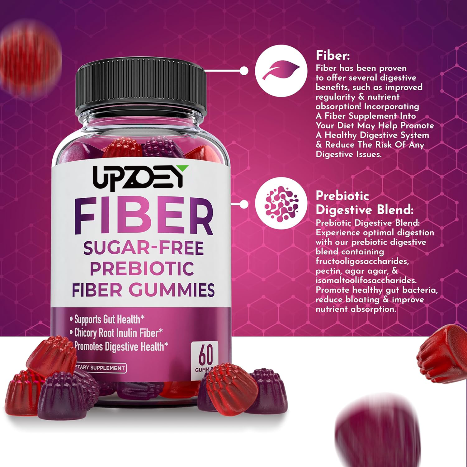 OEM Organic Fiber Gummies Rich in Fiber Supplement Supports Gut Health &amp; Promotes Healthy Digestion,Enhance Nutrient Absorption
