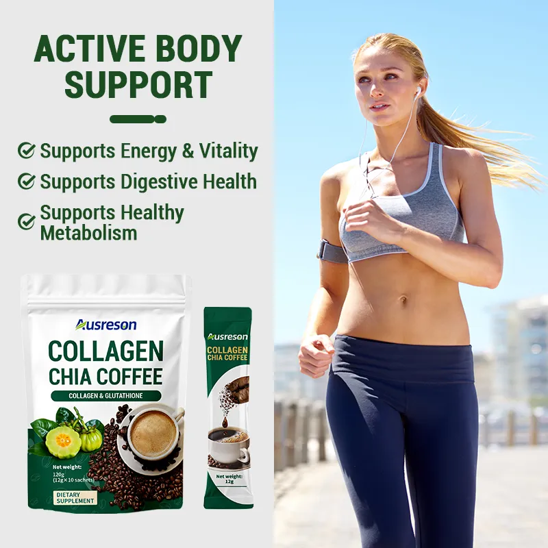 Ausreson OEM Slimming Skin Beauty Weight Management Support Collagen Chia Coffee Powder