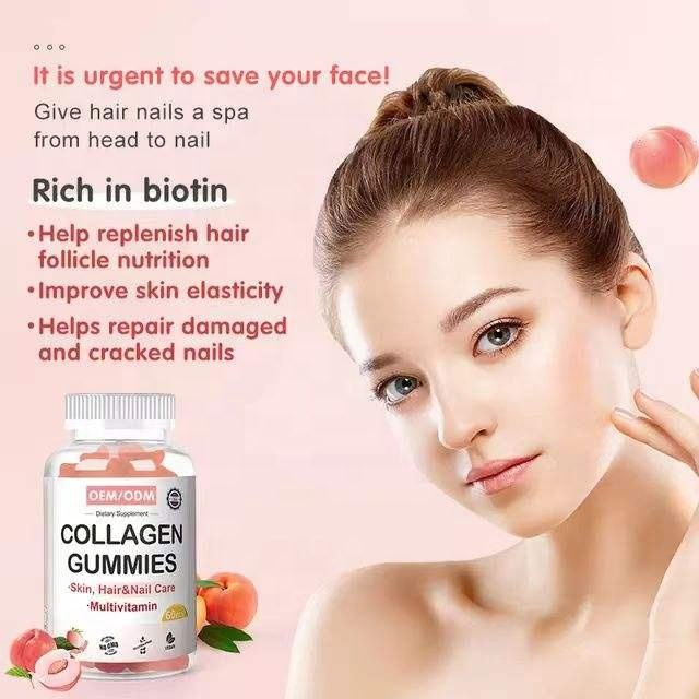 Organic All-in-One Collagen Gummies for Hair, Skin & Nails