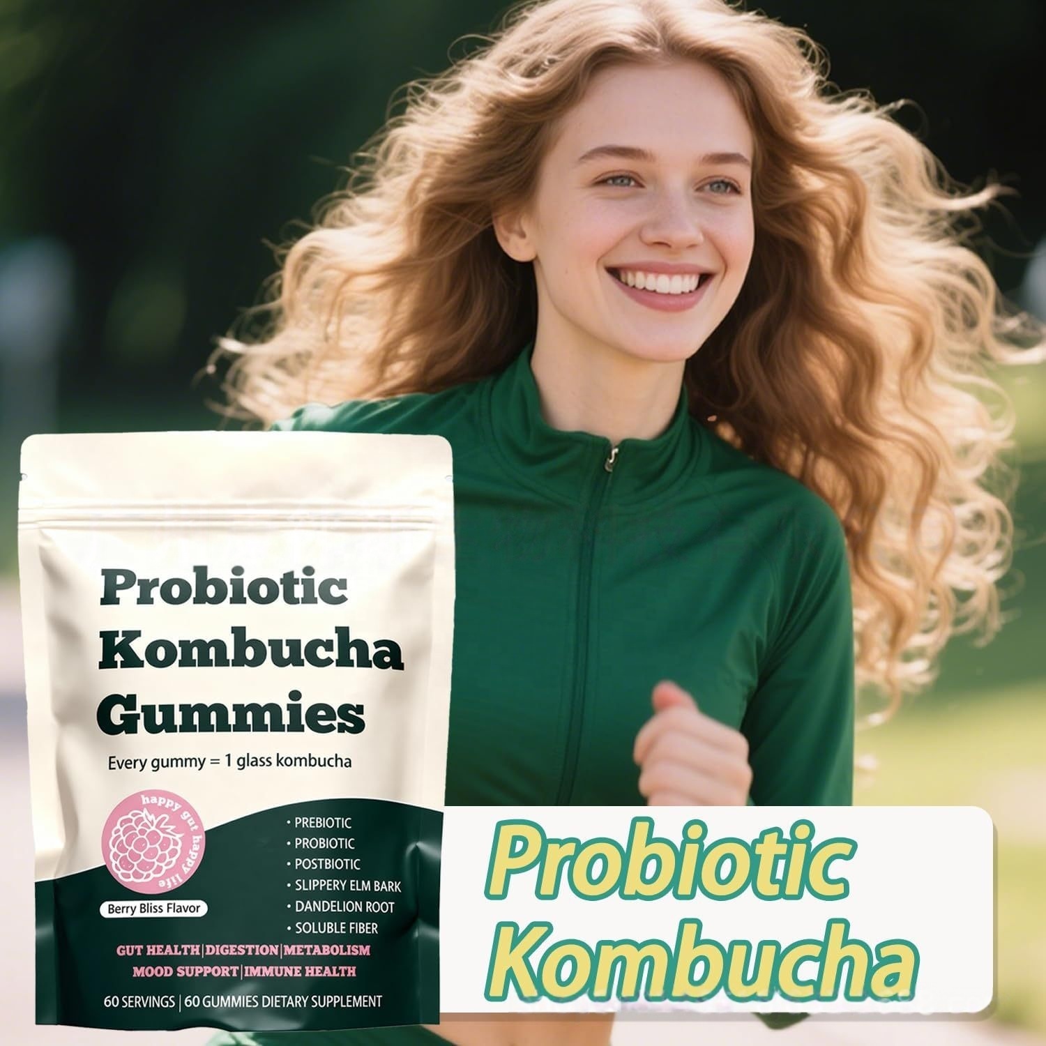 OEM Probiotic Kombucha Gummies with Probiotics and Fiber Supplement for Adult Gut Health -GMO Free Gummy